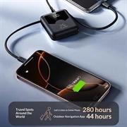 YM-1422 Mini-powerbank 20000mAh - USB-C- og Lightning-kabler - svart