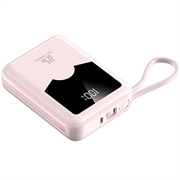 YM-1422 Mini-powerbank 20000mAh - USB-C-, Lightning-kabler - rosa