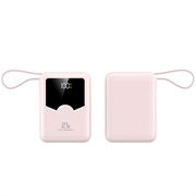 YM-1422 Mini-powerbank 20000mAh - USB-C-, Lightning-kabler - rosa