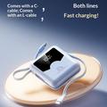 YM-1422 Mini-powerbank 20000mAh - USB-C-, Lightning-kabler - Blå