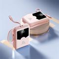 YM-1422 Mini-powerbank 20000mAh - USB-C-, Lightning-kabler - rosa