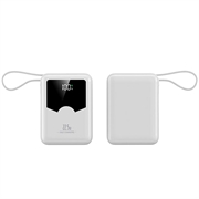 YM-1422 Mini-powerbank 20000mAh - USB-C-, Lightning-kabler - hvit