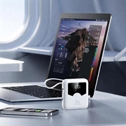 YM-1422 Mini-powerbank 20000mAh - USB-C-, Lightning-kabler - hvit