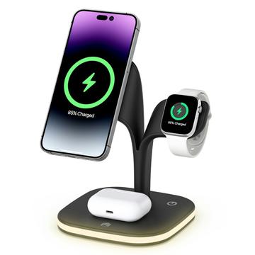 YM-UD22 Pro 3-i-1 MagSafe-ladestasjon med nattlys - 15W - svart