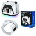 YZC-523 Dobbel ladestasjon for PS5/PS5 Edge-kontroller - RGB-dokk, OLED-skjerm - Hvit