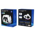 YZC-523 Dobbel ladestasjon for PS5/PS5 Edge-kontroller - RGB-dokk, OLED-skjerm - Hvit