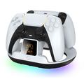 YZC-523 Dobbel ladestasjon for PS5/PS5 Edge-kontroller - RGB-dokk, OLED-skjerm - Hvit