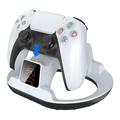 YZC-523 Dobbel ladestasjon for PS5/PS5 Edge-kontroller - RGB-dokk, OLED-skjerm - Hvit