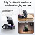Yesido DS38 8-i-1 magnetisk trådløs ladestasjon med digital klokke - 65W - Svart
