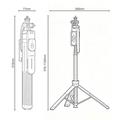 Yesido SF34 Selfiestang med stativ - 174cm, uttrekkbar/Bluetooth-fjernkontroll - 1/4" - svart