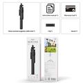 Yesido SF34 Selfiestang med stativ - 174cm, uttrekkbar/Bluetooth-fjernkontroll - 1/4" - svart
