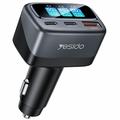 Yesido Y75 105W bilopplader med 3 porter og TFT-skjerm - svart