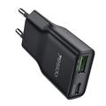 Yesido YC112 20W hurtiglader med to porter - USB-C/USB-A - svart