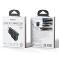 Yesido YC112 20W hurtiglader med to porter - USB-C/USB-A - svart