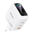 Yesido YC114 140W GaN-lader - 2x USB-C, USB-A, TFT-skjerm - hvit