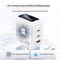 Yesido YC114 140W GaN-lader - 2x USB-C, USB-A, TFT-skjerm - hvit