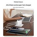 Yesido YC114 140W GaN-lader - 2x USB-C, USB-A, TFT-skjerm - hvit