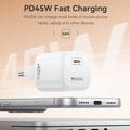 Yesido YC116 45W USB-C GaN-lader med USB-C-kabel – hvit