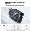 Yesido YC122 hurtiglader med to PD-porter på 60W og digitalt display - svart