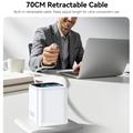 Yesido YC123 70W GaN-hurtiglader - TFT-skjerm, 2x USB-C, USB-A, 70cm USB-C-kabel - hvit