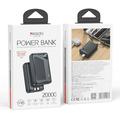Yesido YP85 20000 mAh Powerbank med innebygde Type-C- og Lightning-kabler - 22.5W - Svart