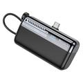 Yesido YP99 10000mAh powerbank med innebygd USB-C-til-Lightning-kabel - svart