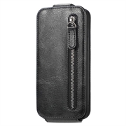 iPhone 16 Plus Glidelåslomme Vertikalt Flip-deskel - Svart