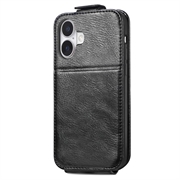 iPhone 16 Plus Glidelåslomme Vertikalt Flip-deskel - Svart