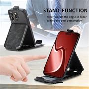 iPhone 16 Pro Glidelåslomme Vertikalt Flip-deskel - Svart