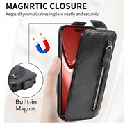 iPhone 16 Pro Glidelåslomme Vertikalt Flip-deskel - Svart