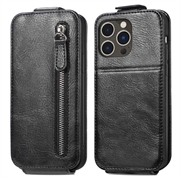 iPhone 16 Pro Glidelåslomme Vertikalt Flip-deskel - Svart