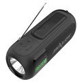 Zealot A5 Solar Bluetooth-høyttaler / FM Radio med LED-Lys - Svart