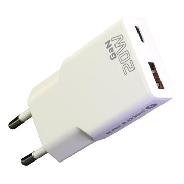 everActive SC-340Q GaN Super Slim 20W lader med USB QC3.0- og USB-C PD-porter - hvit