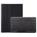 iPad 10.2 2019/2020/2021 Bluetooth-tastaturveske med runde taster og plass til Apple Pencil – amerikansk tastaturlayout – svart