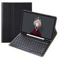iPad 10.2 2019/2020/2021 Bluetooth-tastaturveske med runde taster og plass til Apple Pencil – amerikansk tastaturlayout – svart