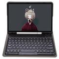 iPad 10.2 2019/2020/2021 Bluetooth-tastaturveske med runde taster og plass til Apple Pencil – amerikansk tastaturlayout – svart