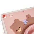 iPad 10.2 2019/2020/2021 Cartoon Bear-silikonetui med støtteben - Rosa