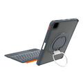 iPad 2022/2025/Air 11 2024/2025 TU3607 Bakgrunnsbelyst magnetisk tastaturveske med 360-graders roterende stativ - grå