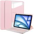iPad Air 11 2024/2025 360-graders roterende smartveske med Bluetooth-tastatur - rosa