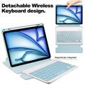 iPad Air 11 2024/2025 360-graders roterende smartveske med Bluetooth-tastatur - himmelblå