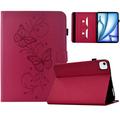 iPad Air 11 2026/iPad Pro 11 2022/iPad Air 2022 Butterfly Smart Folio-etui med kortlommer - Sterk rosa