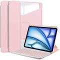 iPad Air 13 2024/2025/2026 360-graders roterende smartveske med Bluetooth-tastatur - rosa