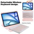 iPad Air 13 2024/2025 360-graders roterende smartveske med Bluetooth-tastatur - rosa