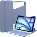 iPad Air 13 2024/2025/2026 360-graders roterende smartveske med Bluetooth-tastatur - Lilla