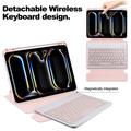 iPad Pro 11 2024/2025 360-graders roterende smartveske med Bluetooth-tastatur - rosa