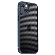 iPhone 15 iPaky Hybrid-deksel - Karbonfiber - Blå