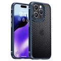 iPhone 15 Pro Max iPaky Hybrid-deksel - Karbonfiber - Blå