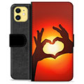 iPhone 11 Premium Lommebok-deksel - Hjertesilhuett