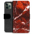 iPhone 11 Pro Premium Lommebok-deksel - Rød Marmor