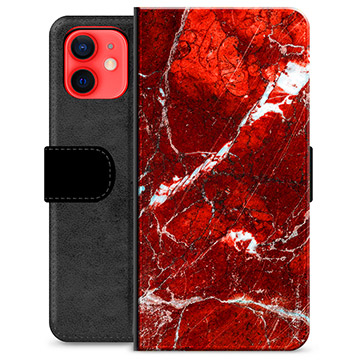 iPhone 12 mini Premium Lommebok-deksel - Rød Marmor